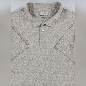 Bugatchi 8 Way Stretch Polo Shirt Men's 3XL Floral Print Beige Sand Cotton Blend